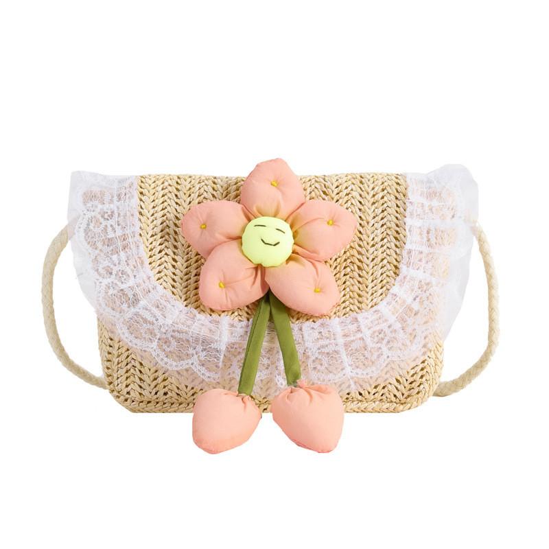 Kids Straw Basket Bag For Girls With Breathable Durability For Daily Outings