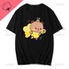 Lovely Bubu Is Throwing Flip-flops At Dudu Since He Teases Bubu T Shirt Bear Tshirt Kawaii Unisex Clothes Unisex Tops Graphic Shirt Unisex