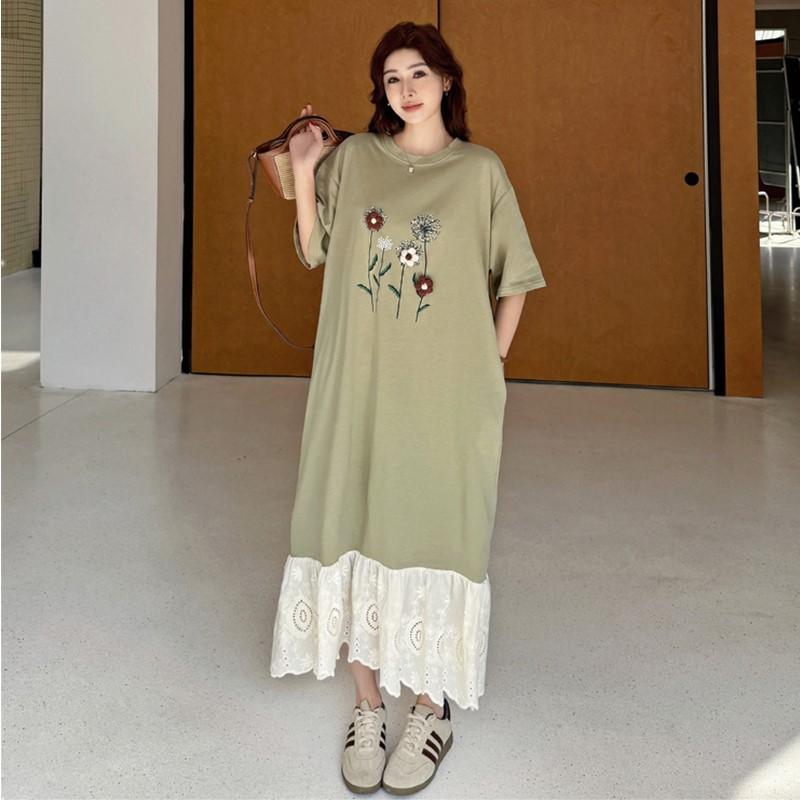 Короткие рукава больших размеров хлопок винтажный цветочный новый в платьях для женщин повседневное свободное длинное летнее платье