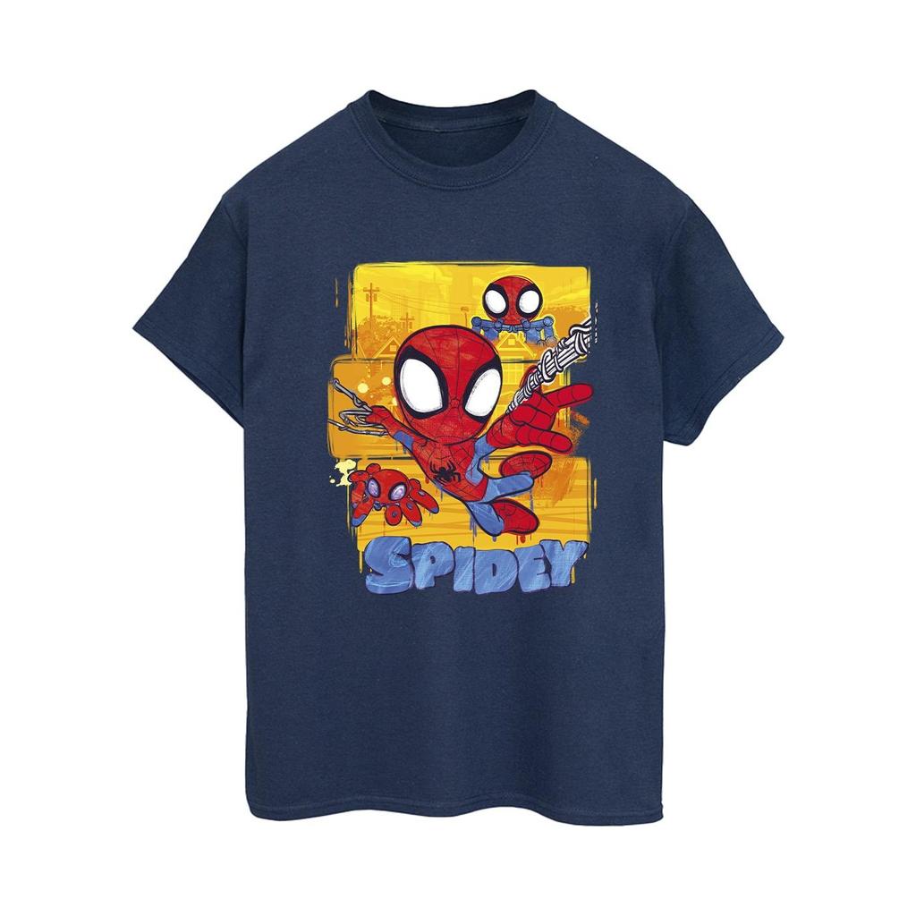 Marvel Womens/Ladies Spidey And His Amazing Friends Flying Cotton Boyfriend T-Shirt