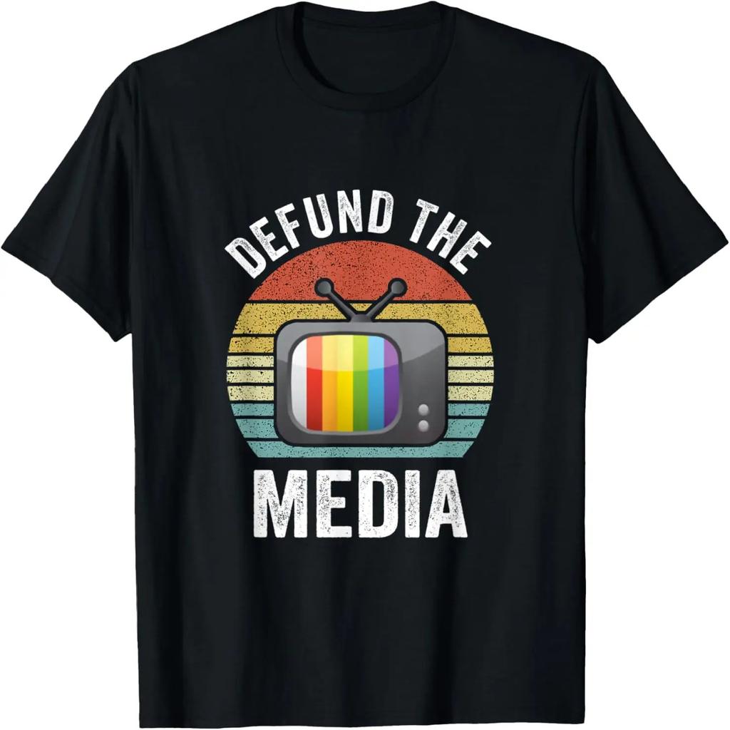 Retro Vintage Defund the Media Protest Against Fake NEWS T-Shirt