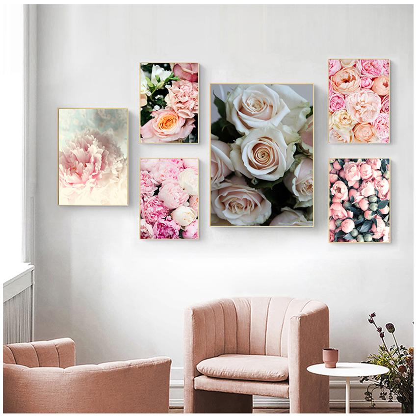 Canvas Painting Nordic Decor Elegant Peony Flower Phrase Poster And Print Wall Art Picture For Living Room Home Decoration