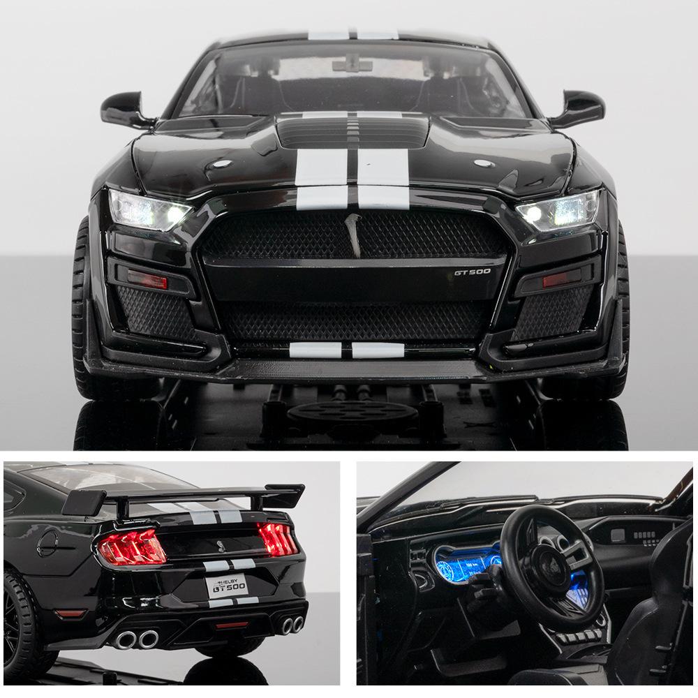1:18 Шелби GT500 Сплав Спортивный Автомобиль Модель Литье под Давлением Металл Гоночный Автомобиль Транспортные Средства Модель Симуляция Звук Свет Детские Подарки