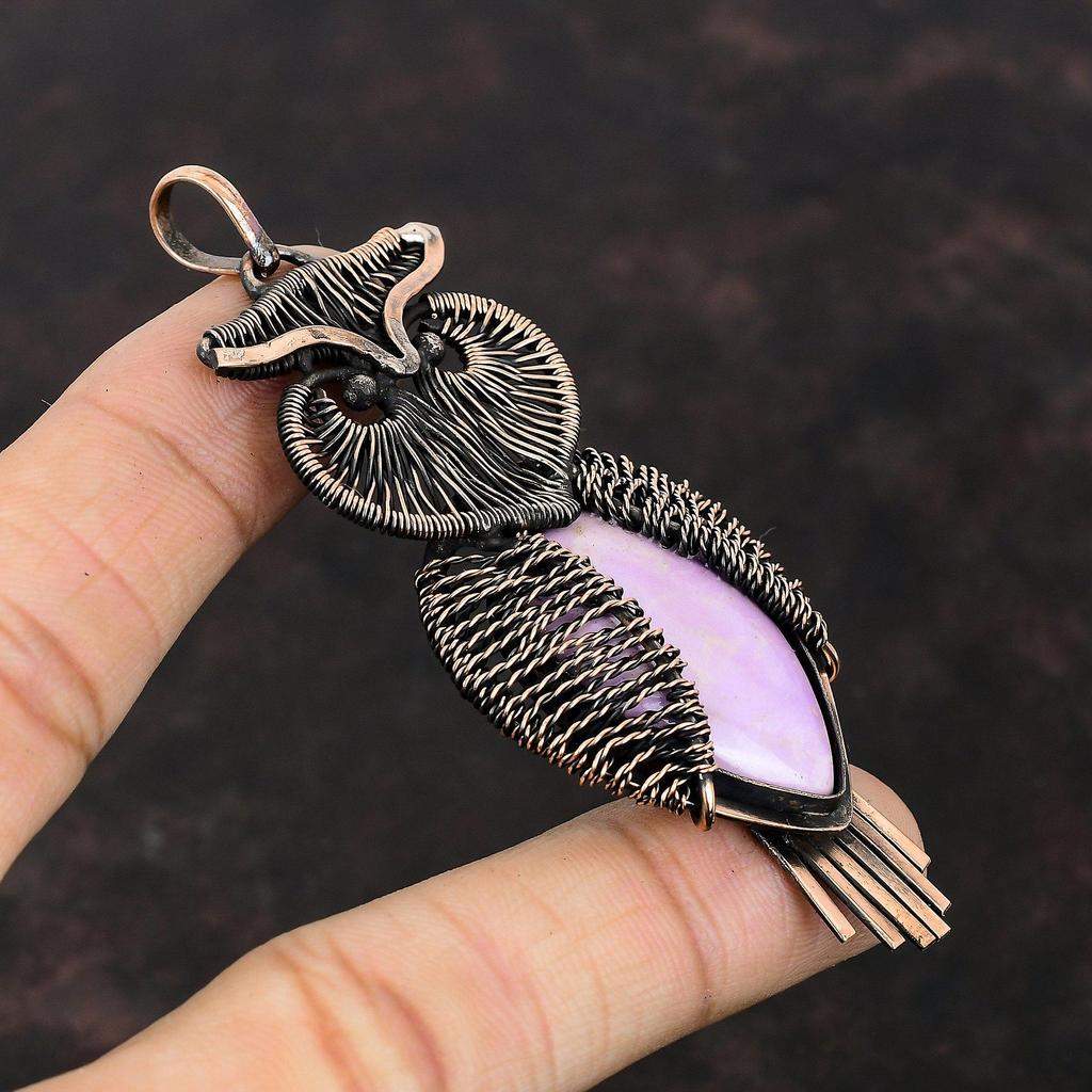 Подвеска из фосфосидеритовой проволоки, подвеска из медной проволоки, подвеска из драгоценного камня ручной работы, ювелирные изделия из фосфосидеритовой меди, уникальная подвеска в виде совы, подарок для него