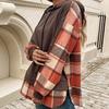 Sping Autumn Women Plaid Long Sleeved Patchwork Casual Loose Hoodies Sweatshirts