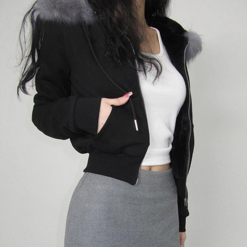 Goth Dark Streetwear Толстовки с капюшоном с воротником из искусственного меха с двойной молнией Пальто с капюшоном Женские повседневные куртки в готическом стиле с карманами Y2K Grunge Fall Cardigan