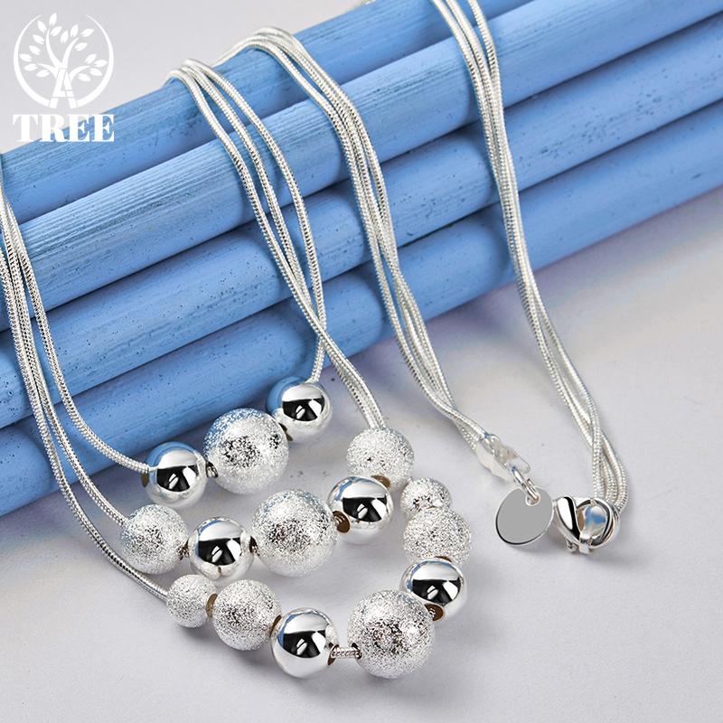 Ювелирные изделия из стерлингового серебра 925 пробы с цепочкой из трех змей, матовое гладкое ожерелье с подвеской