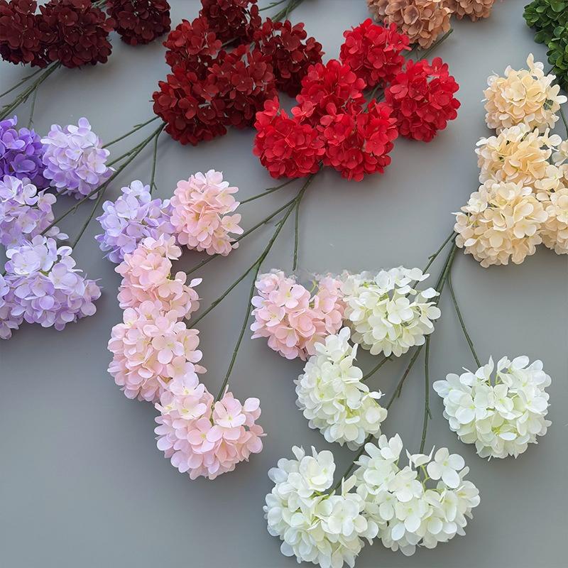 5 Heads Artificial Hydrangea Flowers Snowball Viburnum Fake Floral Props Wedding Decoration