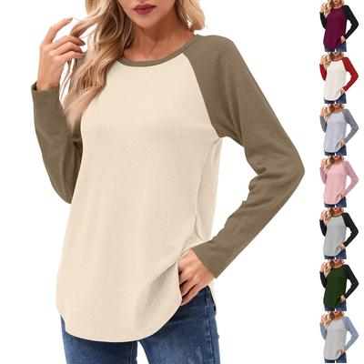 Женские рубашки с длинным рукавом, повседневные модные туники, топы с круглым вырезом, базовая свободная футболка