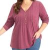 Plus Size Women's Knitted V-neck Long Sleeve Shirt