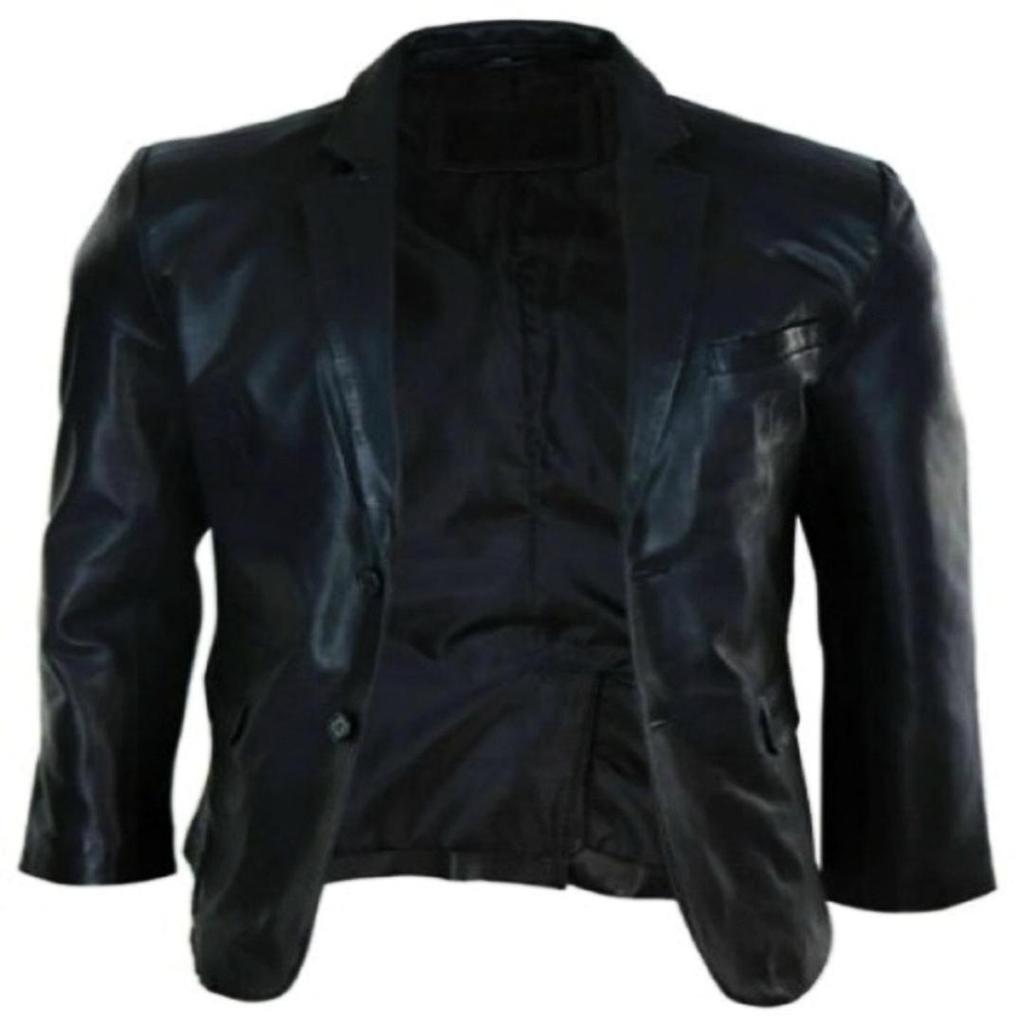 Мужской кожаный блейзер | Черный строгий блейзер, блейзер для вечеринки в стиле вестерн | приталенное пальто из натуральной кожи | Подарок на зиму, Рождество