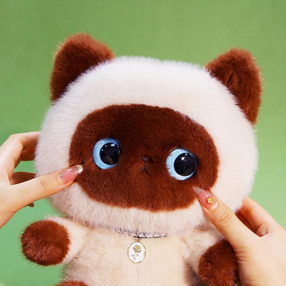Мягкие игрушки Черный кот Плюшевая игрушка Кавайный кот Настольная кукла Креативная сиамская кошка Кукла Детские подарки