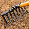 Heavy Duty Steel Garden Rake With 6/8 Sharpness Tines Suitable For Efficient Lawn Care And Soil Aeration In Small Garden