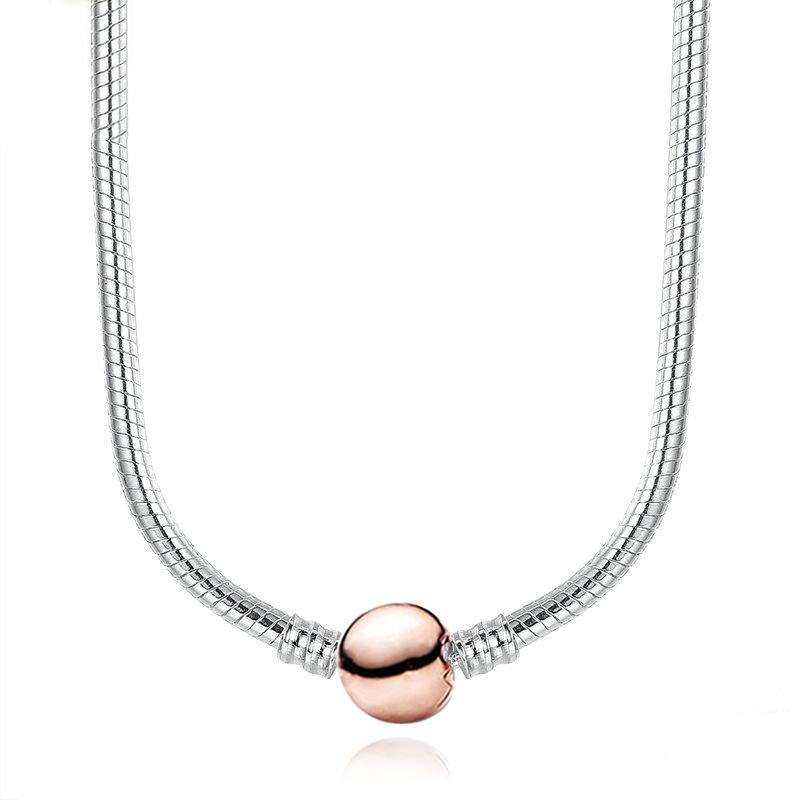 45cm Length Silver Color Charm Necklace Snake Chain Fit Brand Original Pendant Necklaces For Women Lover Diy Jewelry Gift