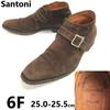 Santoni Suede Leather Chukka Monk Strap Boots Brown 6F / 24.5-25.0 vintage(USED)