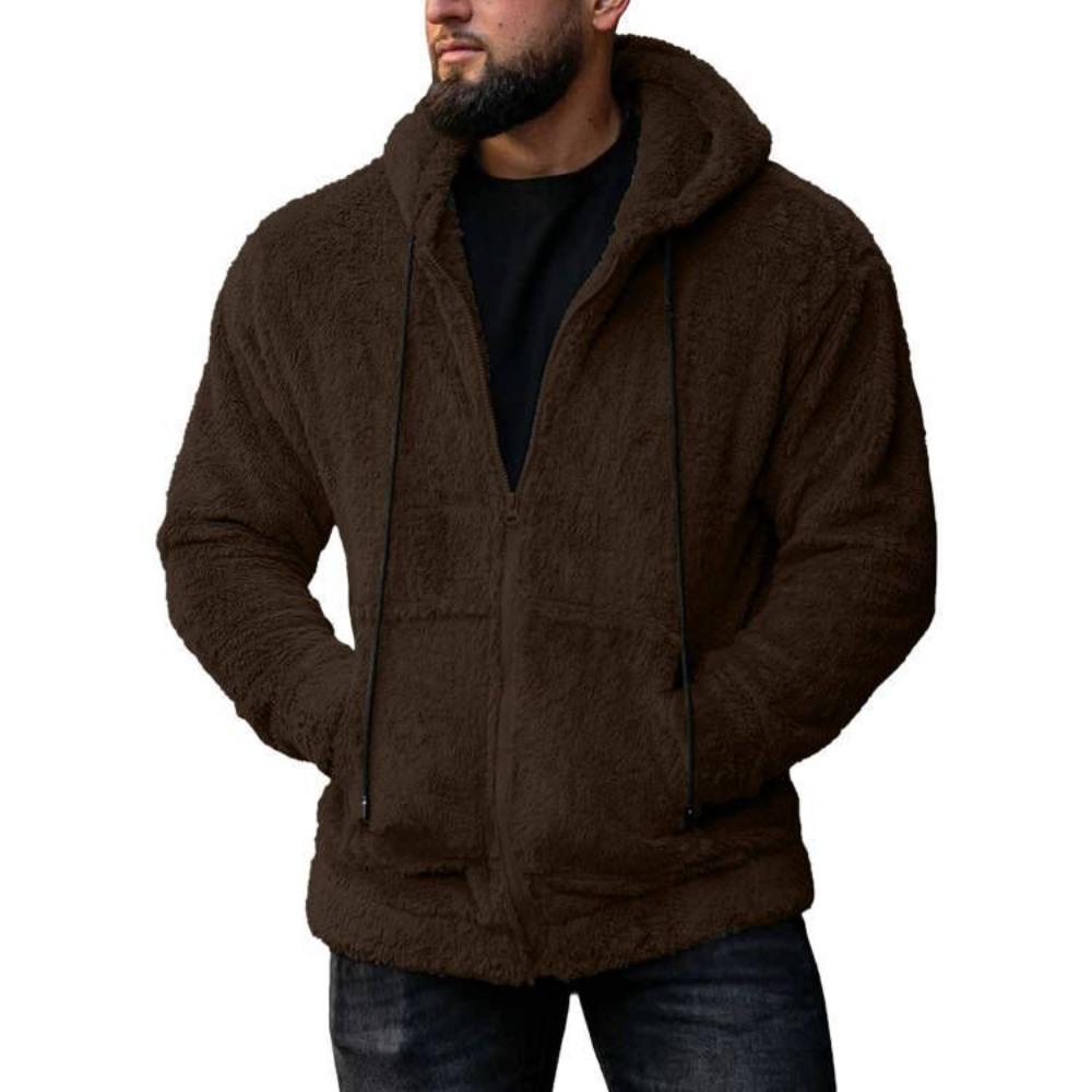 QICED Autumn Men's Fleece Cardigan Hooded Jacket