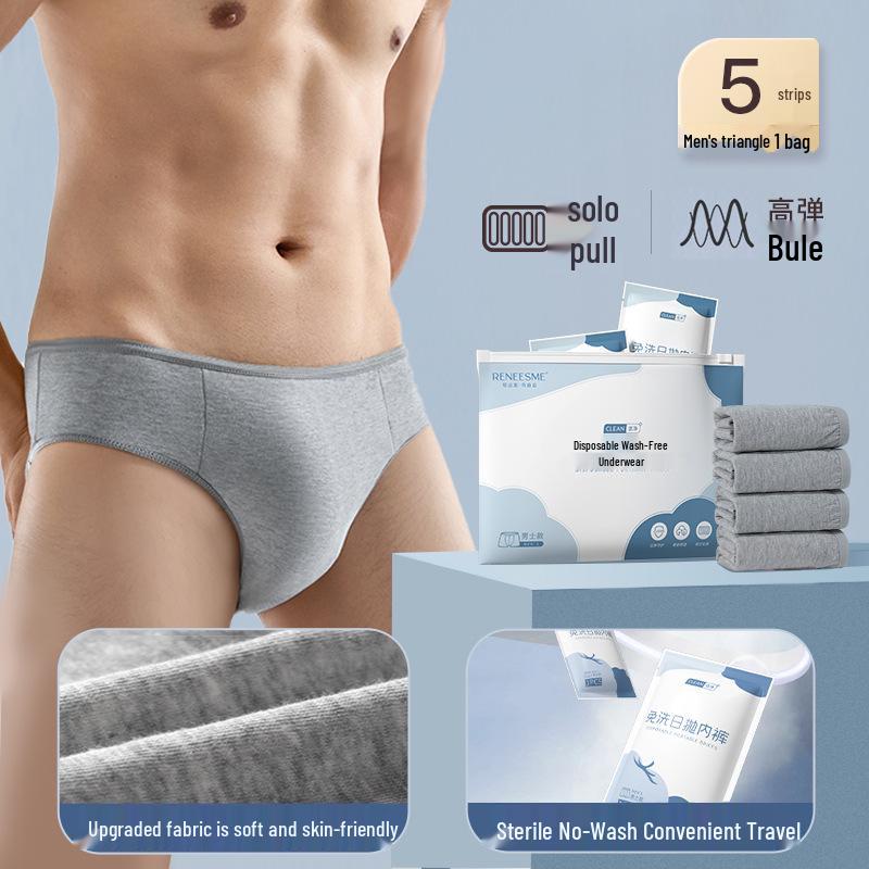 Men's Wash-Free Disposable Polyester Cotton Travel Briefs - Plus Size Four-Corner Shorts