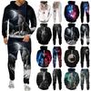 Wolf 3d Print Hoodie Suits Autumn Winter Men Women Animal Pattern Sets Vintage Tracksuit Unisex Hoodie + Pants Two-piece Set