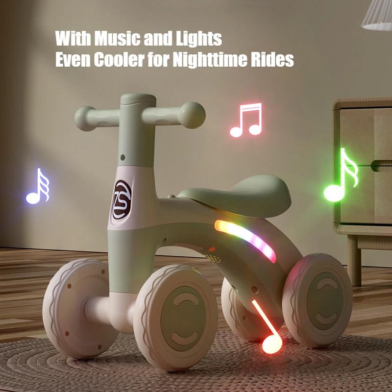 Антиопрокидывающееся беговел для малышей Возраст 1-3 года 4-колесный бесшумный толкатель ходунки Игрушка для обучения детей катанию с безопасными колесами В помещении и на улице
