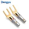 Nakamichi Gold Plated Y U Shape Banana Plug Audio Speaker Plugs Screw Fork Spade Cable Wire Connector For Binding PostGood product