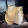 2025 Korean Style Women's Retro One-Shoulder Large Capacity Wide-Band Crossbody Bucket Bag