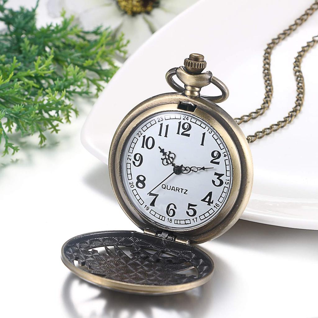 JEWELRYWE Карманные часы Скелетон Антикварные аналоговые часы с подвеской Карманные часы Водонепроницаемые сплав бронза Церемония совершеннолетия День рождения Годовщина