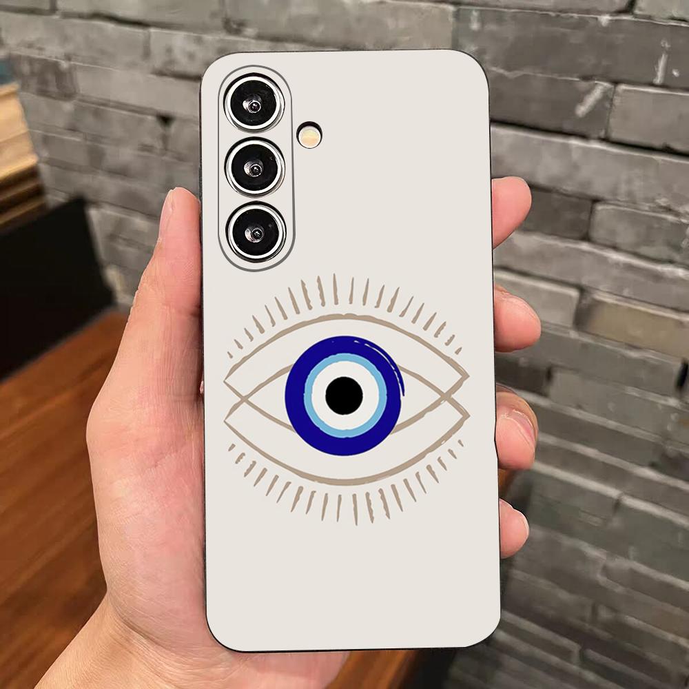 Vintage Evil Eyes Blue Phone Case For Samsung S25 Edge S24 S23 S22 S21 S20 Ultra Plus Fe Galaxy A54 A53 A34 A25 A16 Silicon Cove