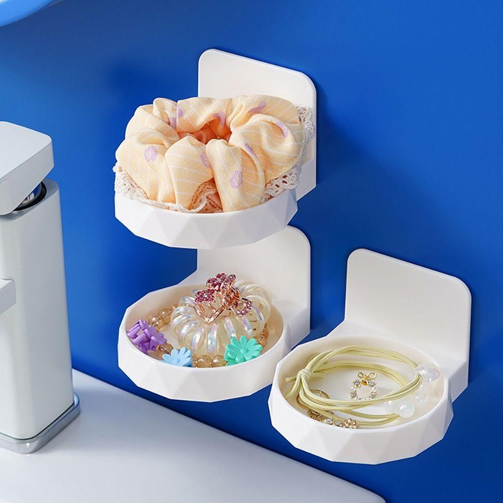 Wall Mounted Bottles Holder White Earring Storage Shelf Kitchen Spice Bottle Support Bathroom