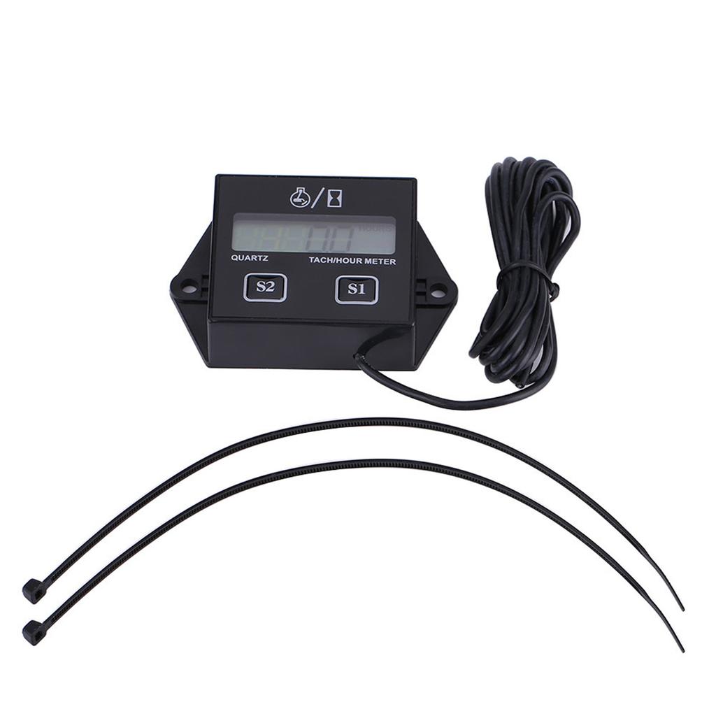 LCD Digital Tachometer Tach/Hour Meter Gauge RPM Tester for 2/4 Stroke Gas Engine Motorcycle RPM Hour Gauge Tach Hour Gauge