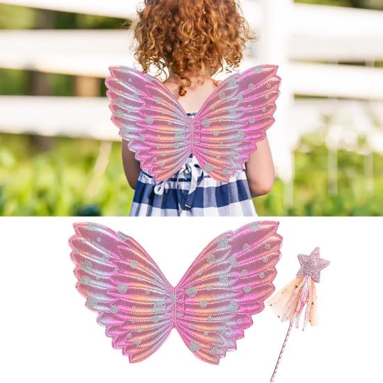 Butterfly Wing Props with Fairy Stick Realistic Patterns Colorful Fairy Wings Props Halloween Decoration