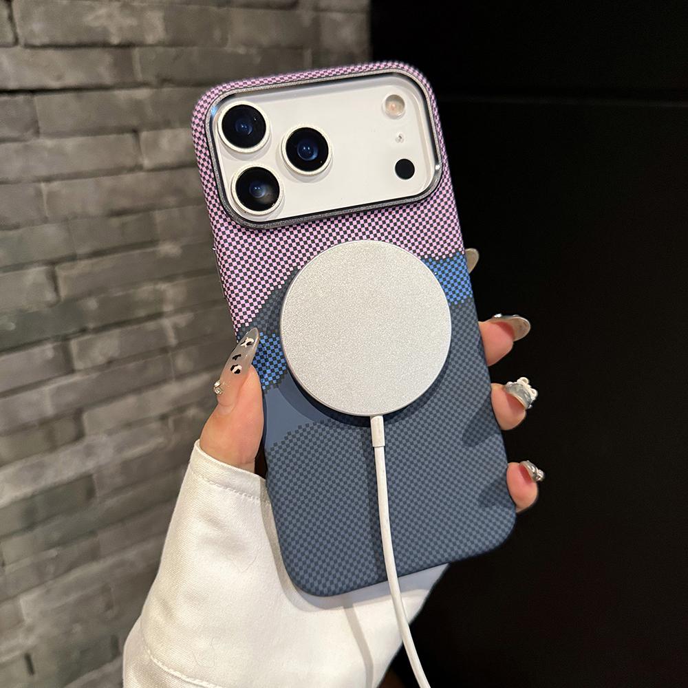 Роскошный Премиальный Чехол из Углеродного Волокна Для iPhone 17 Air 16 15 14 Pro Max Plus С Магнитным Узором Из Сплава Защитная Крышка Рамки Объектива