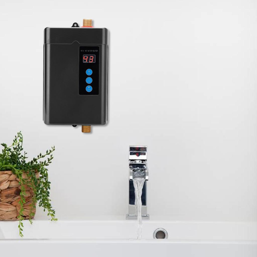 Household Mini Electric Water Heater Instant Tankless Water Heater Heating MachineBlack US Plug