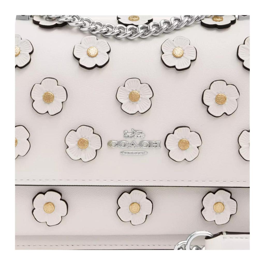 Coach Claire 18 Brand Logo Floral Appliqué Leather Shoulder Crossbody Bag Small Women bags Chalk-White CAK00-SVHA