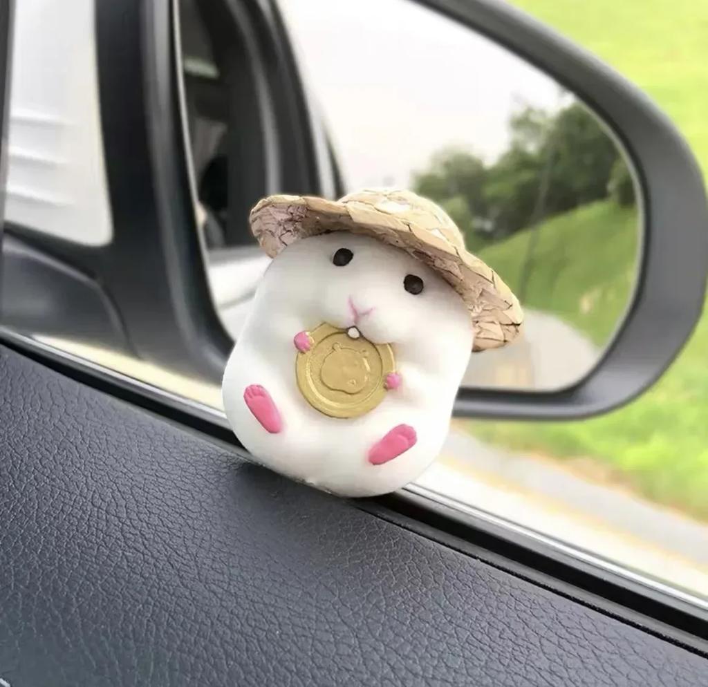 Милый креативный хомяк в соломенной шляпе, украшения для автомобиля, украшения для салона автомобиля, аксессуары для приборной панели, украшения для автомобиля