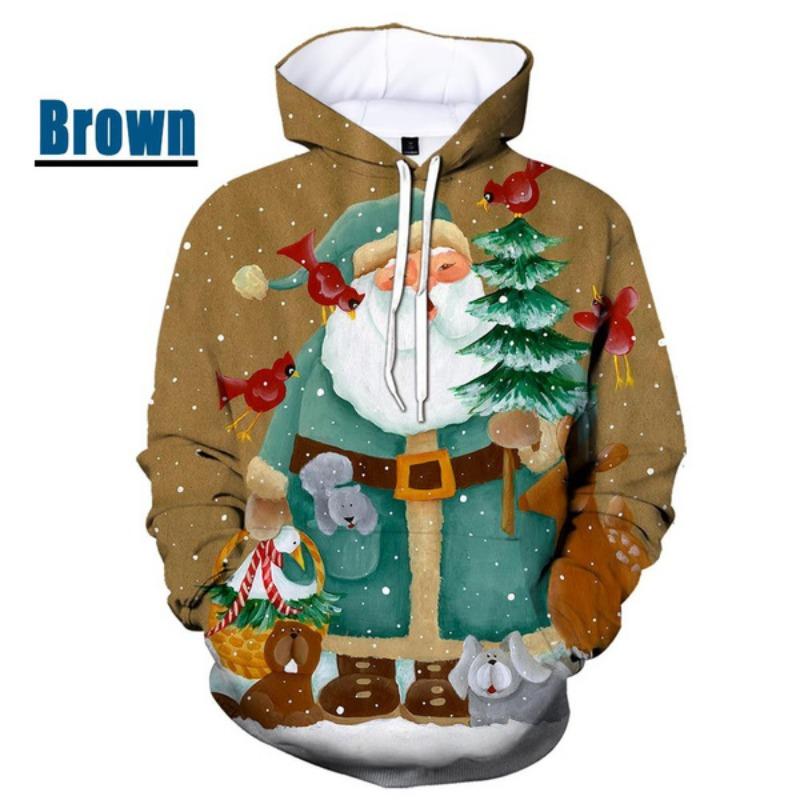 Модный взрыв осень-зима рождественская 3D-печать повседневный унисекс круглый вырез с капюшоном свитер бейсбольная майка толстовка