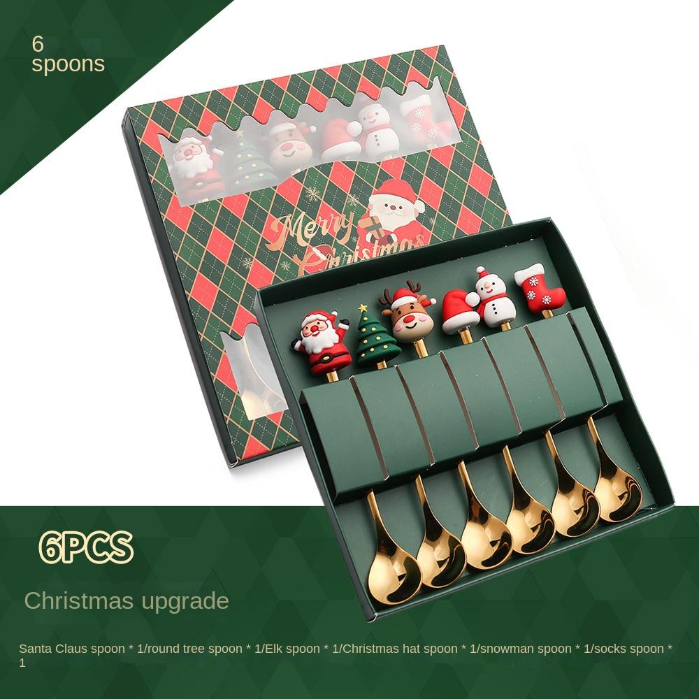 Рождественский набор ложка и вилка Десертная ложка и вилка Кофейная ложка Рождественский кулон ложка и вилка Подарочный набор Деда Мороза