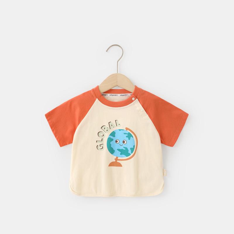 Одежда для малышей, футболки с короткими рукавами для мальчиков, летняя одежда для девочек, летняя хлопковая детская одежда для маленьких девочек, топы