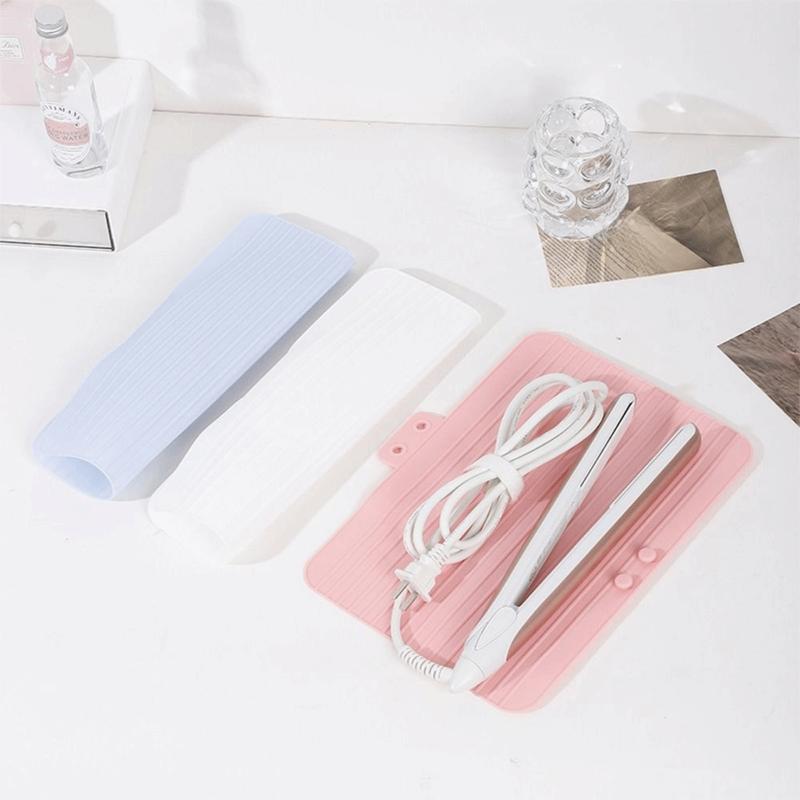 Non-slip Silicone Heat Resistant Mat Hairdressing Curling Stick Hair Straightener Storage Bag Hair Straightener Flat