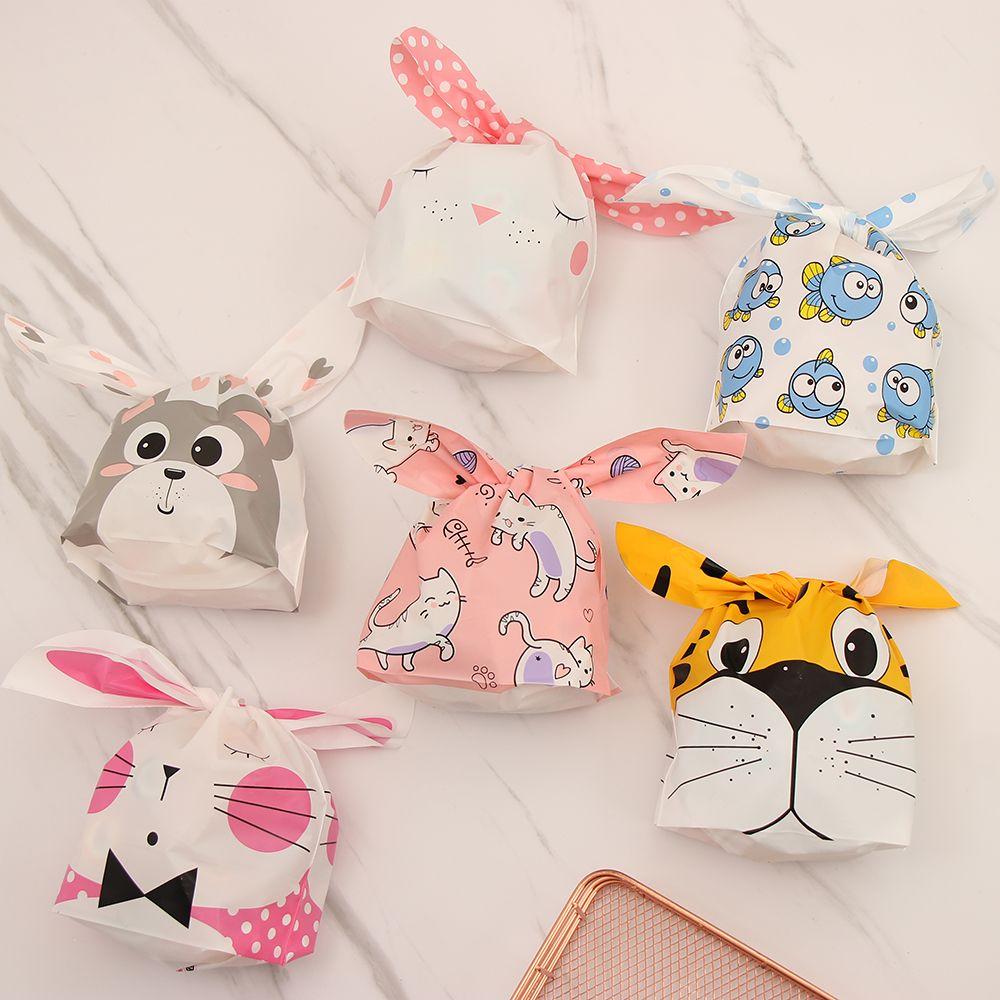10PCS Cute Storage Pocket Party Supplies Rabbit Cookie Bags Biscuit Package Easter Rabbit Candy Bag