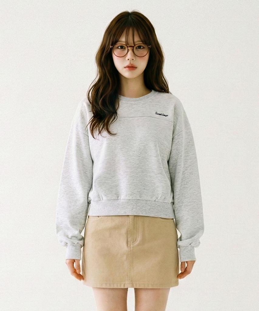 SWEET SOUP Crop Lettering Point Sweatshirt (Wc3Ltf2)