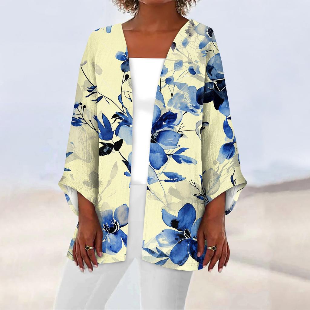 Женская повседневная модная легкая куртка средней длины с принтом в стиле ретро, кардиган