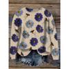 Three-Dimensional Floral Sweater for Women, Trendy Winter Outfit, Versatile Round-Neck Knitted Top.