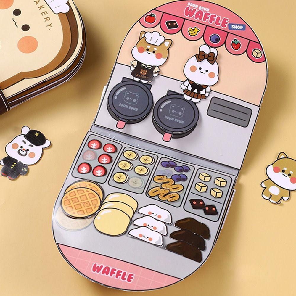 Paper Waffle Quiet Book Colorful Snack Bar Sticker Game. Cartoon Busy Book  Handmade Material Kit