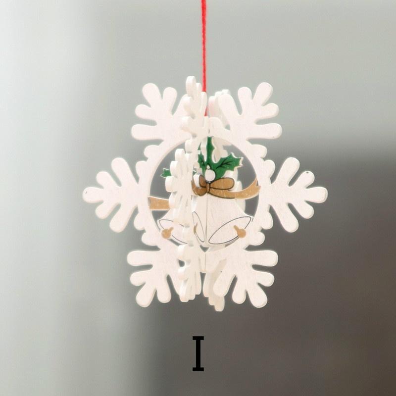 Christmas Decoration Sgouring Christmas Laser Hollow Christmas Tree Small Pendant Wooden Five-pointed Star Bell Pendant Gift