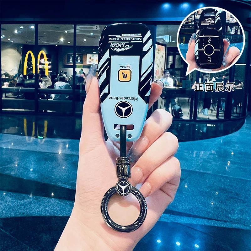 SFX1 Car Key Case Cover for Mercedes Benz 2022 C S Class W206 W223 S350 C260 C300 S400 S450 S500 TPU Shell Fob Holder Protector