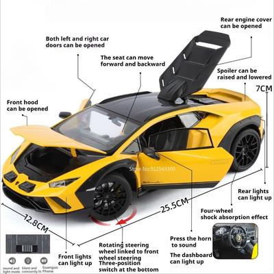 1:Масштаб 18 HURACAN STERRATO SVJ63 Модель автомобиля Игрушка Звук Свет Амортизация Скольжение Модели Суперкаров Интерактивные игрушки для детей