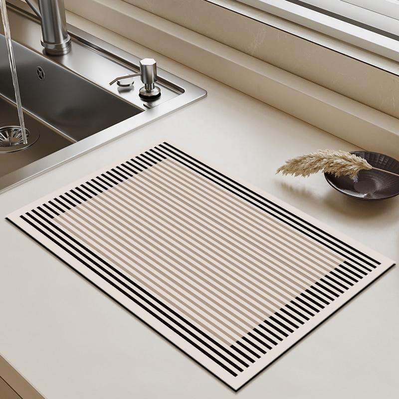 Non-Slip Diatomite Mat Dish Drainer Rug Kitchen Drain Pad Absorbent Coffee Mats Quick Drying Kitchen Rugs Sink Draining Mat