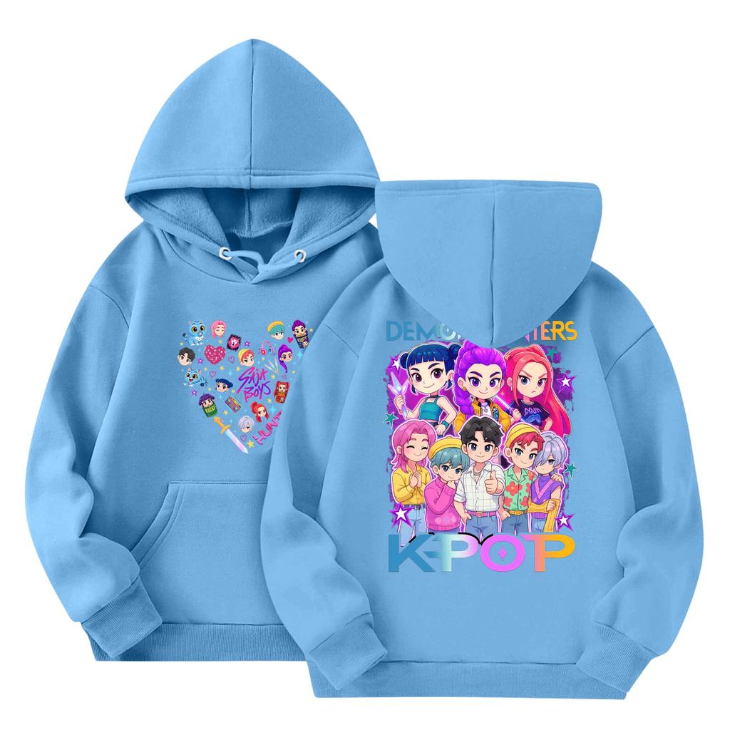 Child Fashion Lightweight Long Sleeve Pullover With Pockets  Print Hoodie