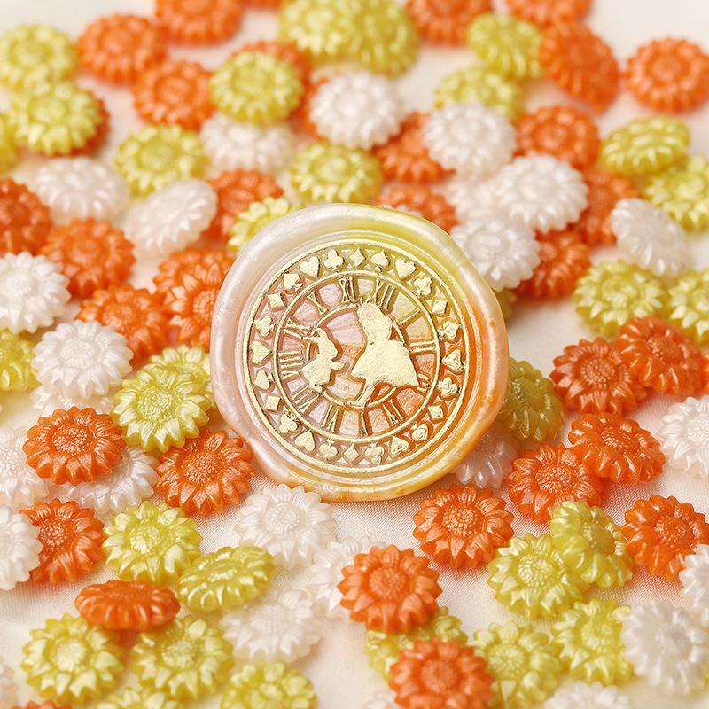 Huidisi Перламутровые Гранулы Сургуча Смешанных Цветов Подсолнух для Штампов