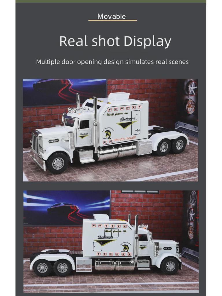 Модель трактора Peterbilt 389 Alloy в масштабе 1/24 со звуком и светом, инерционный механизм - детская подарочная игрушка